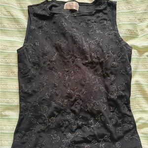 Express Black Tank Top with Floral Pattern
